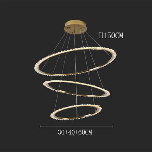 Rings Crystal LED Staircase Chandelier: Elegance-Staircase Chandelier