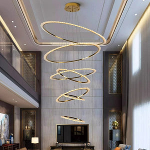 Rings Crystal LED Staircase Chandelier: Elegance-Staircase Chandelier