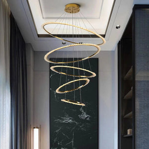 Rings Crystal LED Staircase Chandelier: Elegance-Staircase Chandelier