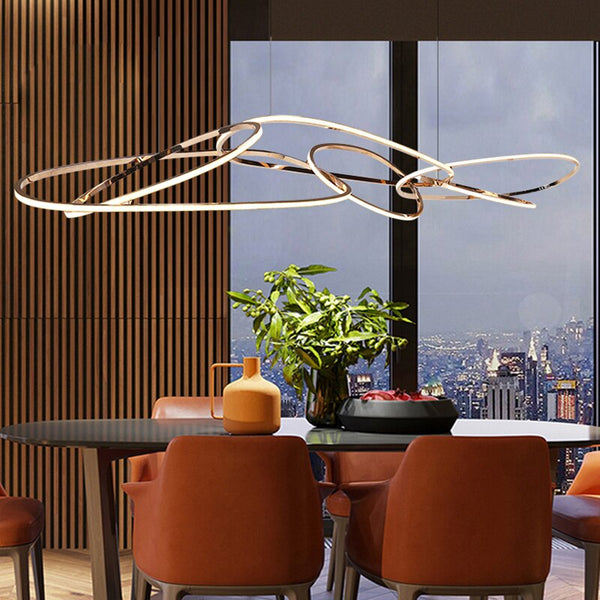 Rings LED Chandelier: Stunning Lighting Fixture-Kitchen Island