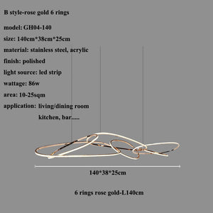 Rings LED Chandelier: Stunning Lighting Fixture-Kitchen Island