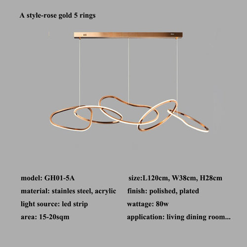 Rings LED Chandelier: Stunning Lighting Fixture-Kitchen Island