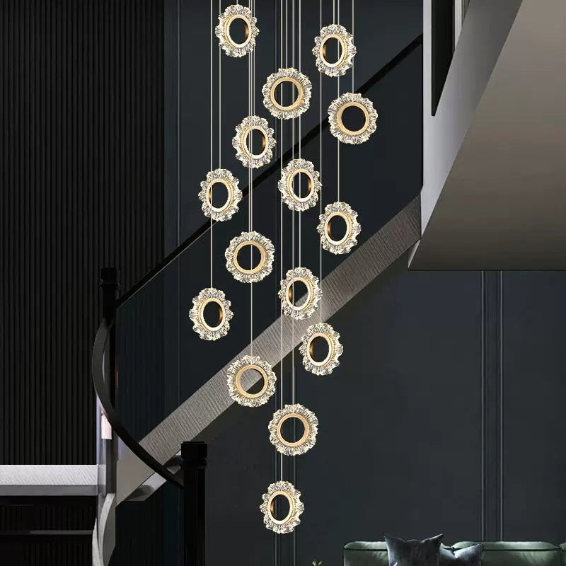 Rings LED Light Staircase Chandelier – Style Your Staircase-Staircase Chandelier