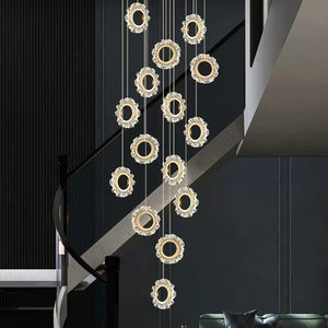 Rings LED Light Staircase Chandelier – Style Your Staircase-Staircase Chandelier