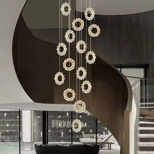 Rings LED Light Staircase Chandelier – Style Your Staircase-Staircase Chandelier