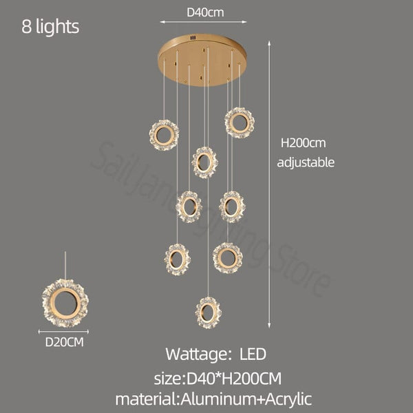 Rings LED Light Staircase Chandelier – Style Your Staircase-Staircase Chandelier