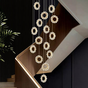 Rings LED Light Staircase Chandelier – Style Your Staircase-Staircase Chandelier