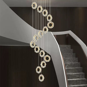 Rings LED Light Staircase Chandelier – Style Your Staircase-Staircase Chandelier