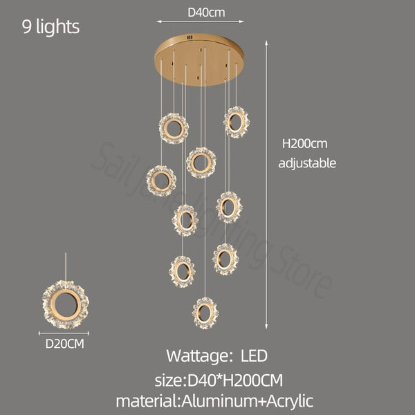 Rings LED Light Staircase Chandelier – Style Your Staircase-Staircase Chandelier