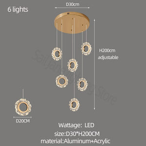 Rings LED Light Staircase Chandelier – Style Your Staircase-Staircase Chandelier