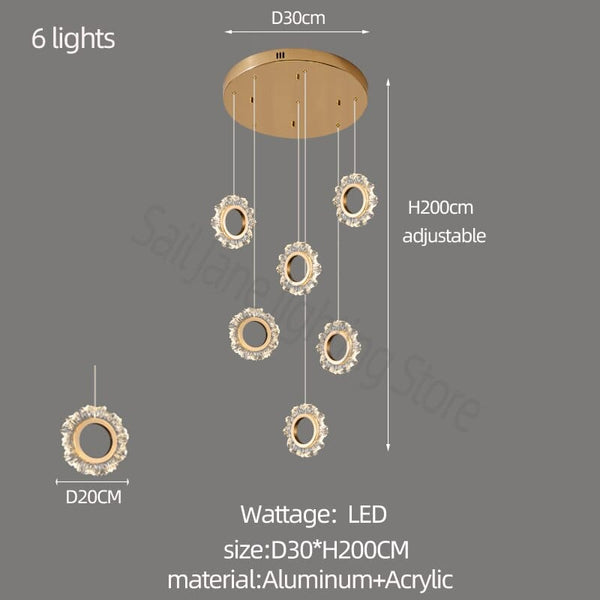 Rings LED Light Staircase Chandelier – Style Your Staircase-Staircase Chandelier