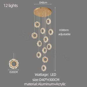 Rings LED Light Staircase Chandelier – Style Your Staircase-Staircase Chandelier