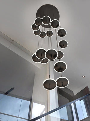 Rings LED Plate Staircase Chandelier-Staircase Chandelier