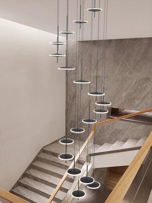 Rings LED Plate Staircase Chandelier-Staircase Chandelier