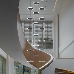 Rings LED Plate Staircase Chandelier-Staircase Chandelier