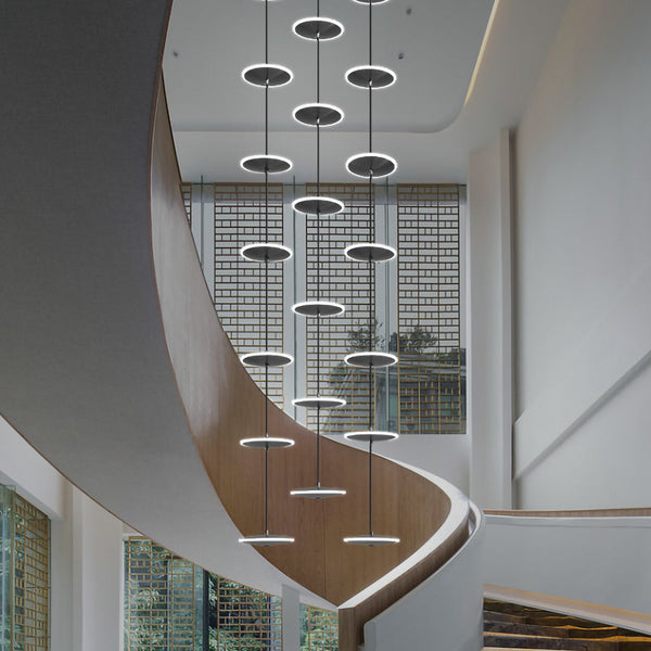 Rings LED Plate Staircase Chandelier-Staircase Chandelier