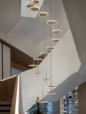 Rings LED Plate Staircase Chandelier-Staircase Chandelier