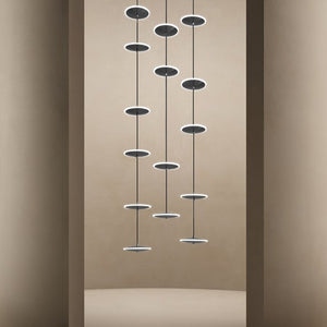 Rings LED Plate Staircase Chandelier-Staircase Chandelier