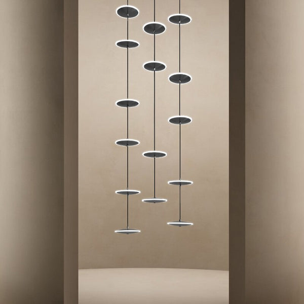Rings LED Plate Staircase Chandelier-Staircase Chandelier