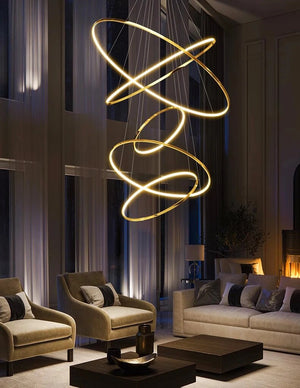 Rings Staircase Chandelier: Unparalleled Elegance-Staircase Chandelier