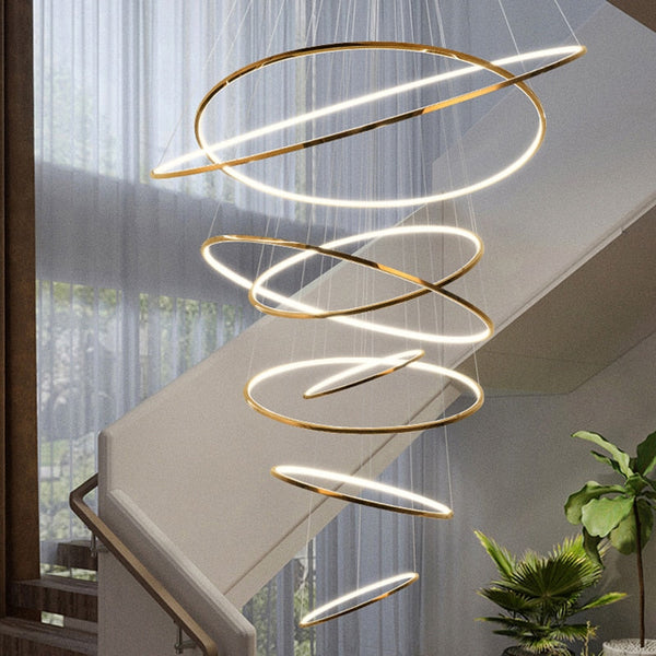 Rings Staircase Chandelier: Unparalleled Elegance-Staircase Chandelier