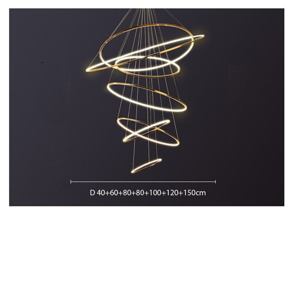 Rings Staircase Chandelier: Unparalleled Elegance-Staircase Chandelier