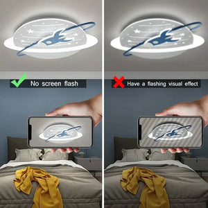 Rocket in Space Ceiling Light for Kids Room-Kids Room Nursery Lighting