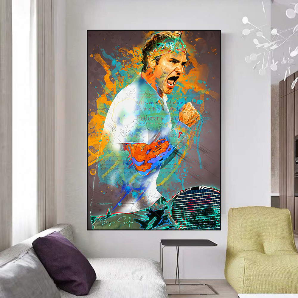Roger Federer Tennis Legend Sports Canvas Wall Art-Wall Posters
