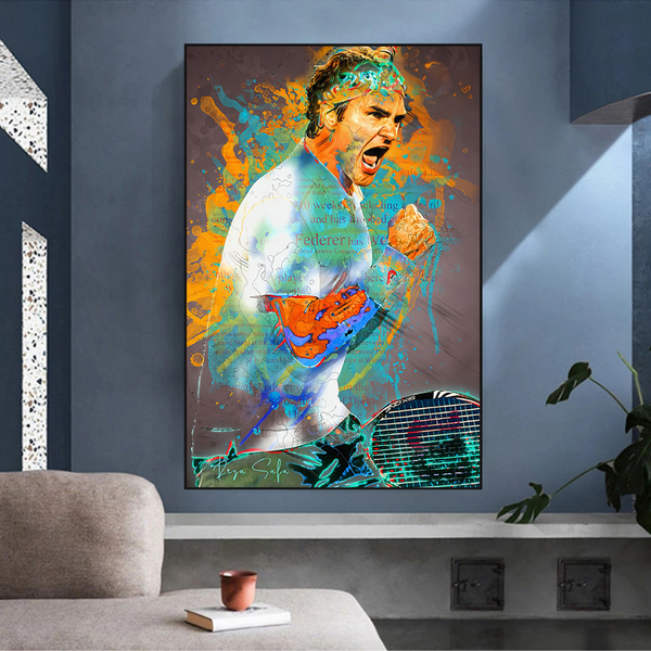 Roger Federer Tennis Legend Sports Canvas Wall Art-Wall Posters