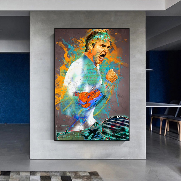 Roger Federer Tennis Legend Sports Canvas Wall Art-Wall Posters