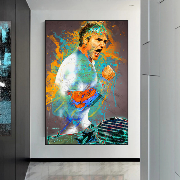 Roger Federer Tennis Legend Sports Canvas Wall Art-Wall Posters