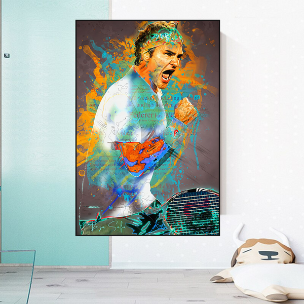 Roger Federer Tennis Legend Sports Canvas Wall Art-Wall Posters