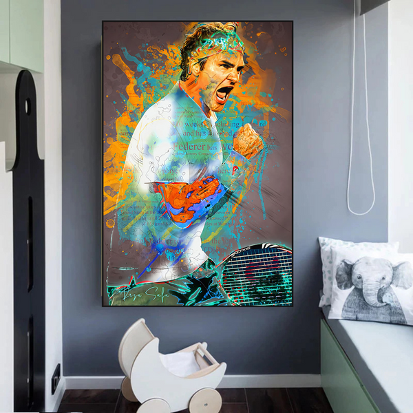 Roger Federer Tennis Legend Sports Canvas Wall Art-Wall Posters