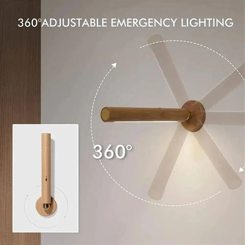 Rotatable Oak Wood 360° Wall Light USB Chargeable-Wall Lights