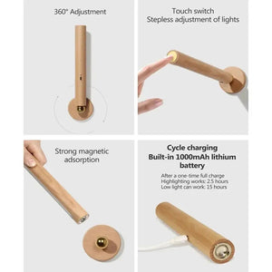 Rotatable Oak Wood 360° Wall Light USB Chargeable-Wall Lights
