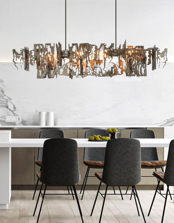 Rust Metal Chandelier: Exquisite Lighting Fixture-Kitchen Island