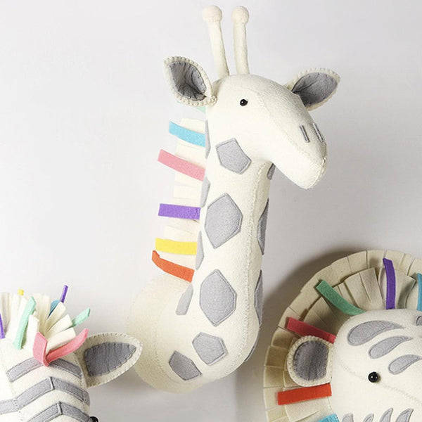 Safari Friends Plush Toy Head Wall Hanging-