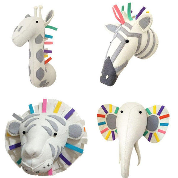Safari Friends Plush Toy Head Wall Hanging-
