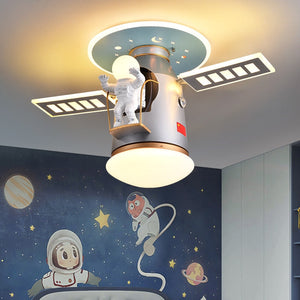 Satellite Earth Space Ship NASA LED Ceiling Lamp for Kids Room-Kids Room Nursery Lighting