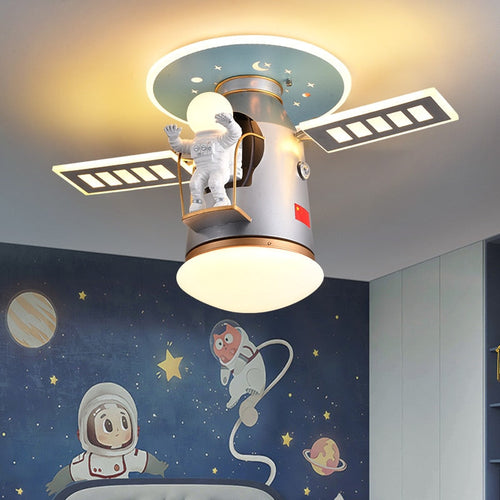 Satellite Earth Space Ship NASA LED Ceiling Lamp for Kids Room-Kids Room Nursery Lighting
