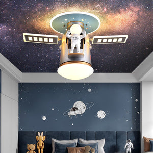 Satellite Earth Space Ship NASA LED Ceiling Lamp for Kids Room-Kids Room Nursery Lighting