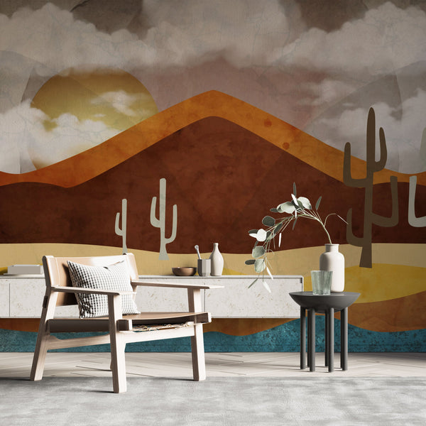 Scandinavian Wallpaper Mural: Transform Spaces with Elegance-Geometric Shapes Wallpaper