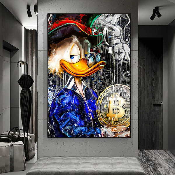 Scrooge McDuck Bitcoin Millionaire Canvas Wall Art-Wall Posters