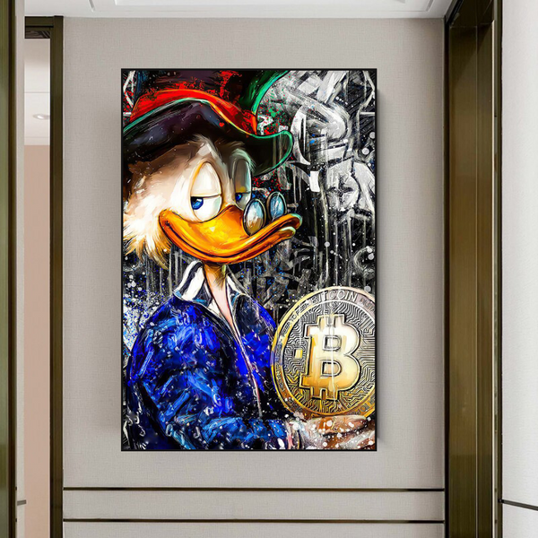 Scrooge McDuck Bitcoin Millionaire Canvas Wall Art-Wall Posters