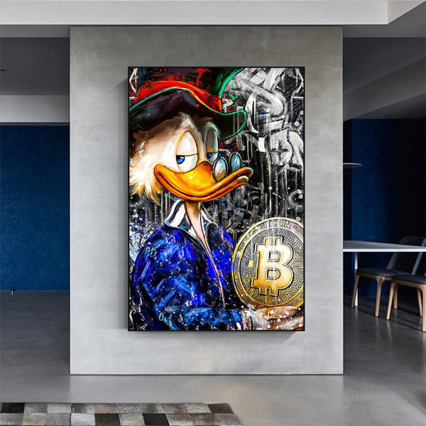 Scrooge McDuck Bitcoin Millionaire Canvas Wall Art-Wall Posters