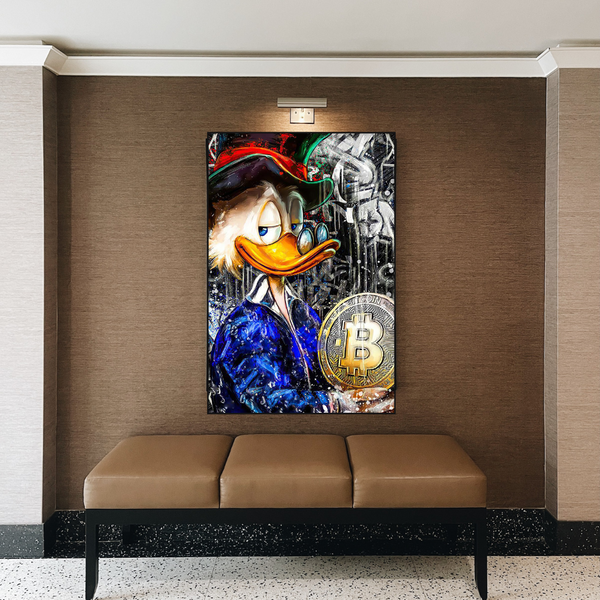 Scrooge McDuck Bitcoin Millionaire Canvas Wall Art-Wall Posters