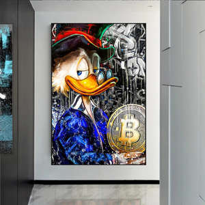 Scrooge McDuck Bitcoin Millionaire Canvas Wall Art-Wall Posters