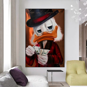 Scrooge McDuck Count Money Millionaire Canvas Wall Art-Wall Posters