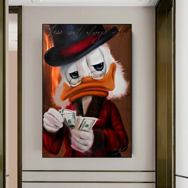 Scrooge McDuck Count Money Millionaire Canvas Wall Art-Wall Posters