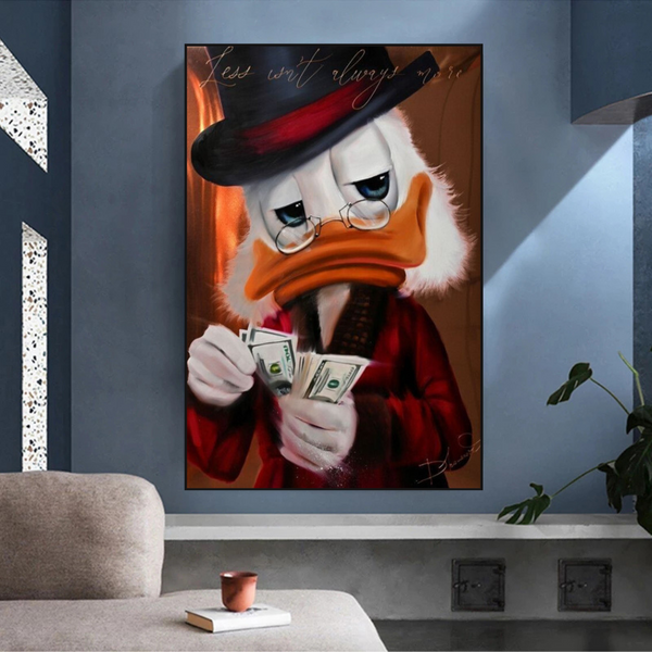 Scrooge McDuck Count Money Millionaire Canvas Wall Art-Wall Posters